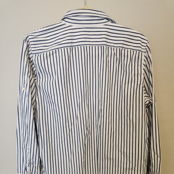 LRL Ralph Lauren White Pinstripe Button Down  Women’s L with Pocket PRE-OWNED - Picture 4 of 4